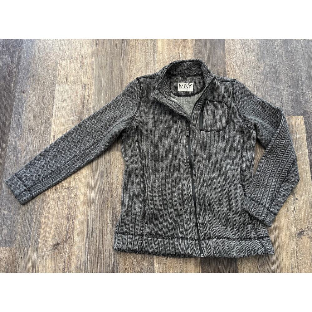 MAY Herringbone‎ Full Zip Fleece Jacket Grey AP6PD172